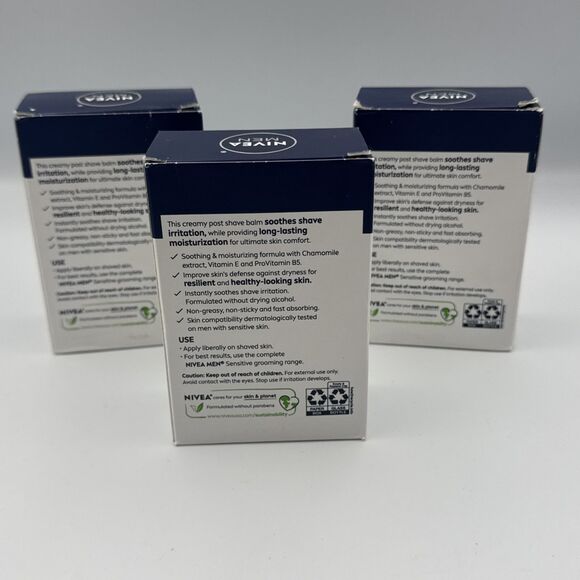 NIVEA MEN Sensitive Soothing Post Shave Balm, 3 Pack of 3.3‎ Fl Oz  NEW - Picture 3 of 5